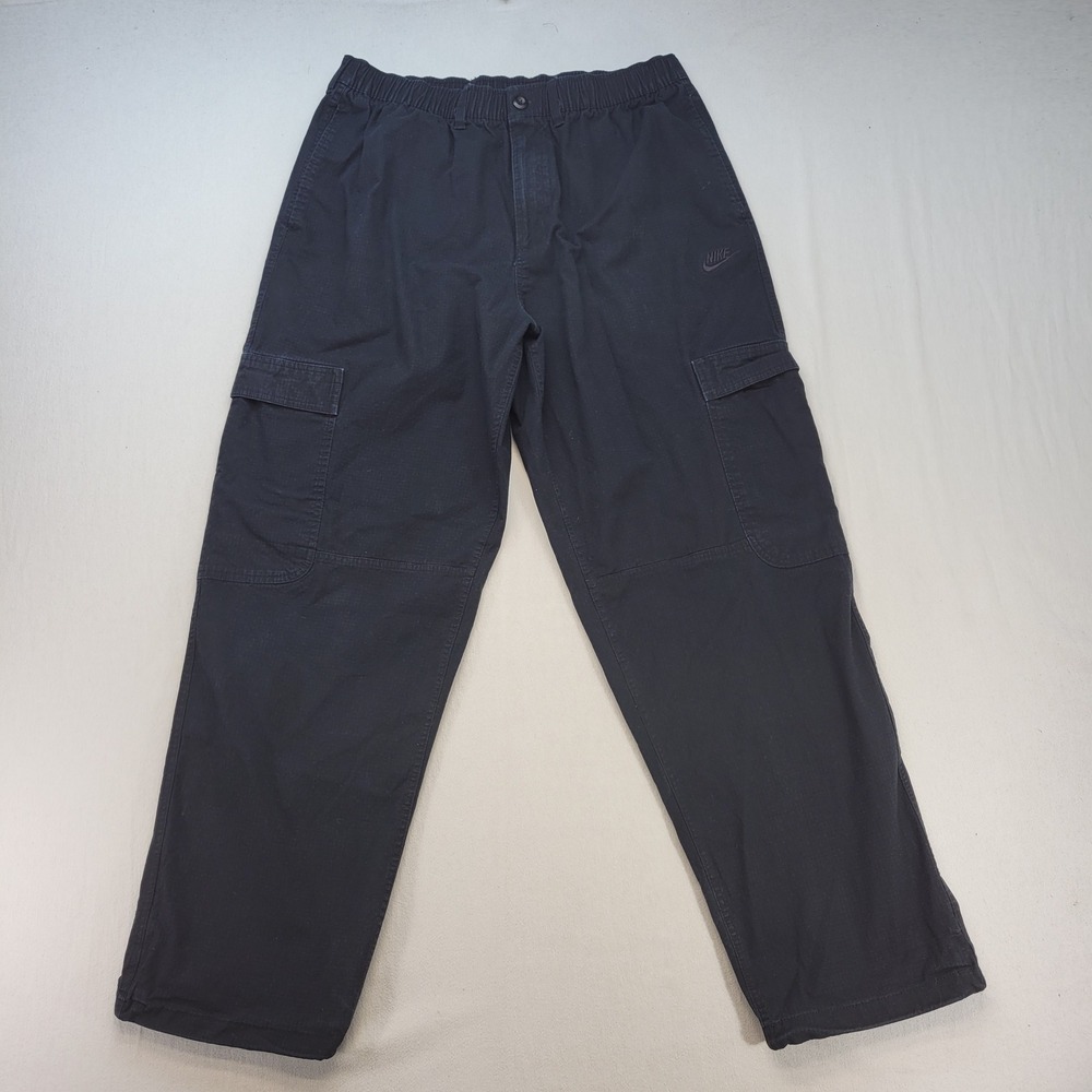 Nike Cargo Pants Mens Large Black Sportswear Club Woven Baggy Straight Leg